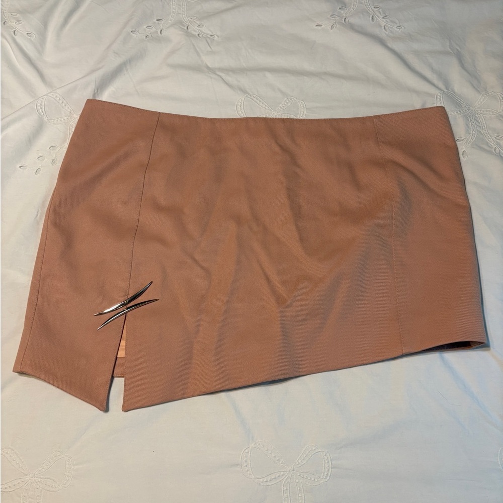 H&M Thierry Mugler Blush Mini Pencil Skirt with Asymmetrical Slit